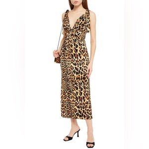 Paco Rabanne Designer Leopard Print Long Sleeveless Dress, Sz 42 EU (Sz 10 US)